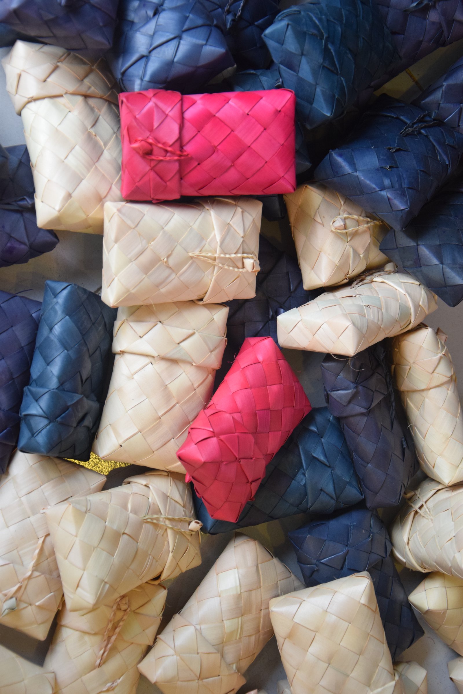 Hand-woven palm-leaf gift boxes by Khla